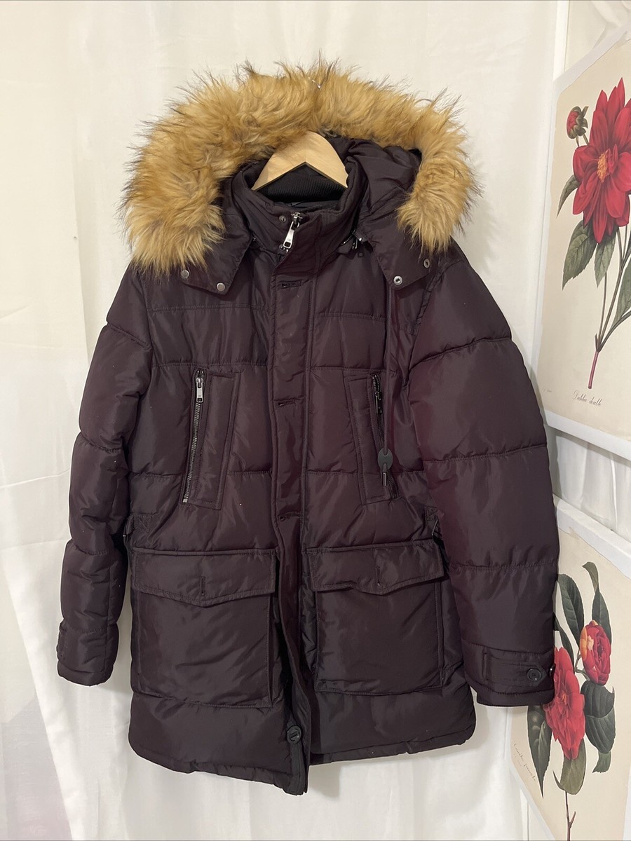 Zara Mens Puffer With DetachableFaux Fur Hooded Down Storm Zara Mens Puffer With DetachableFaux Fur Hooded Down Storm