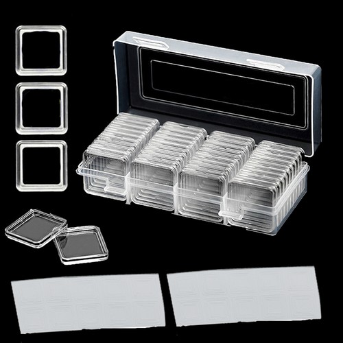 40PC Square Clear Coin Capsules Holder Container for 17-30mm Coins ...