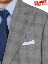 Tailored Grey Glen Check Men Suit,Custom Made Mens Gray Plaid Suit,Wales Check
