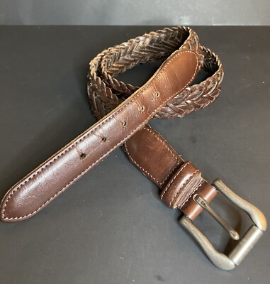 COACH Belt 34” Unisex Braided Leather 3865 Solid Brass 