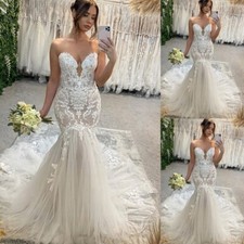 Vintage Sweetheart Boho Wedding Dresses Court Train Lace Appliques Bridal Gowns