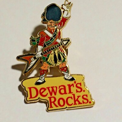 Dewar's Rocks Lapel Pin - Guitar Playing Scotsman - Scotch - Whiskey - New