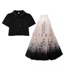 New Chinese style Women Horse Face Skirt Pleated Skirt Chinese Hanfu summer