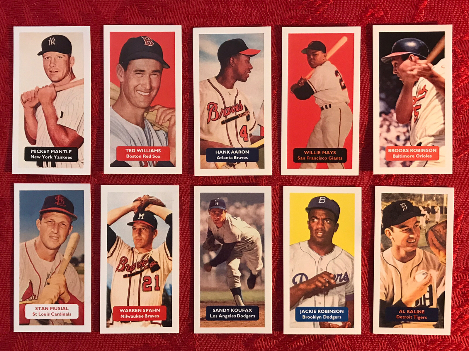 MANTLE-MAYS-AARON-KOUFAX-ROBINSON++ BASEBALL F/10 CARD SET-RARE U.K. ISSUE-MINT