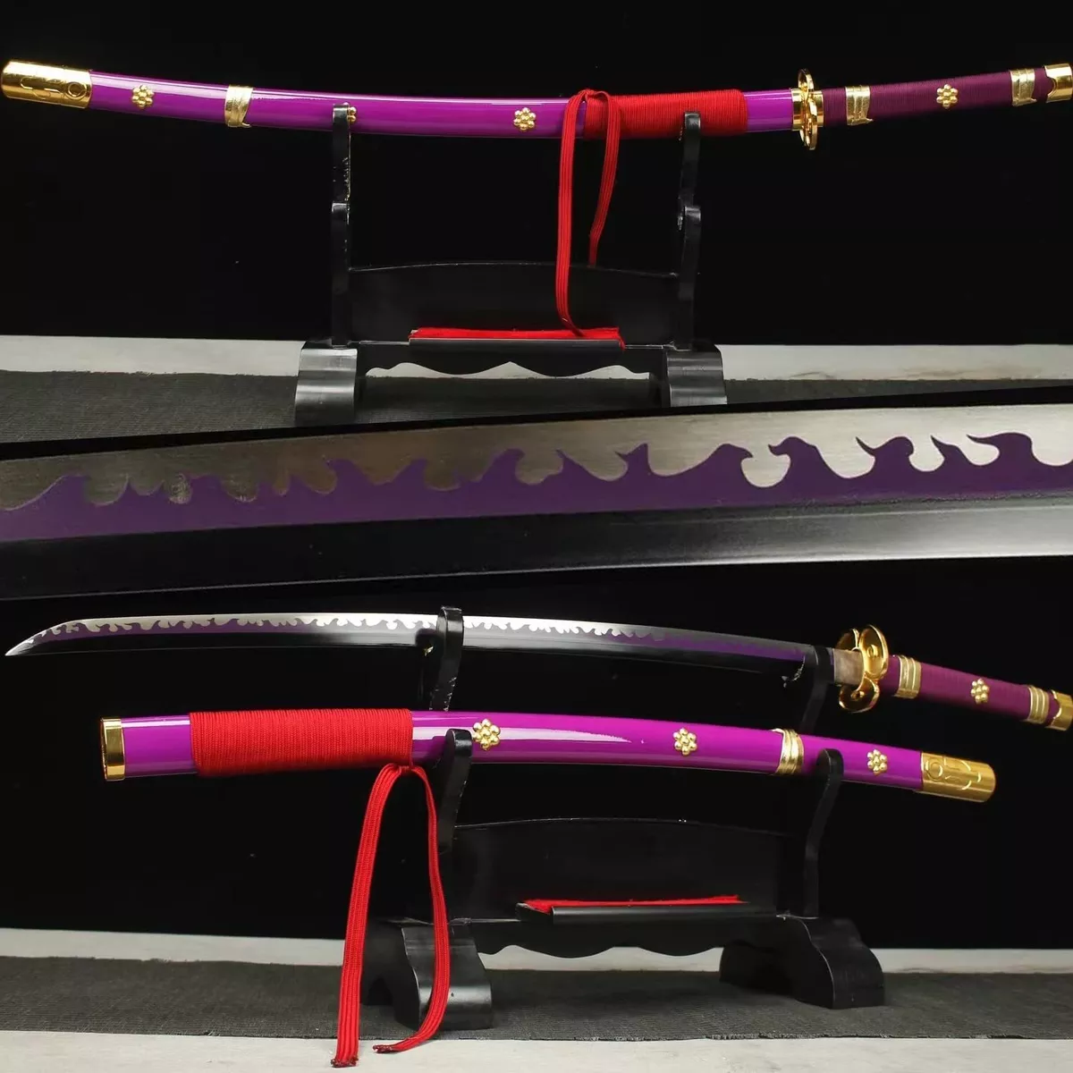 Handmade Anime Katana One Piece Roronoa Zoro's Enma Sword Purple Blade 1095  High Carbon Steel Purple