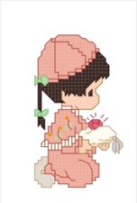 SCHEMA PUNTO CROCE BIMBA CROSS STITCH BABY BEARS  BACKDROP NURSERY SU CHIAVE USB