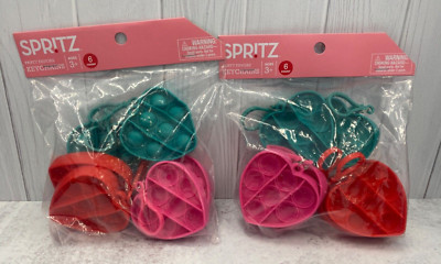 12 (2 packs of 6) Spritz Pop-it Key chain Back Pack clip party favor heart