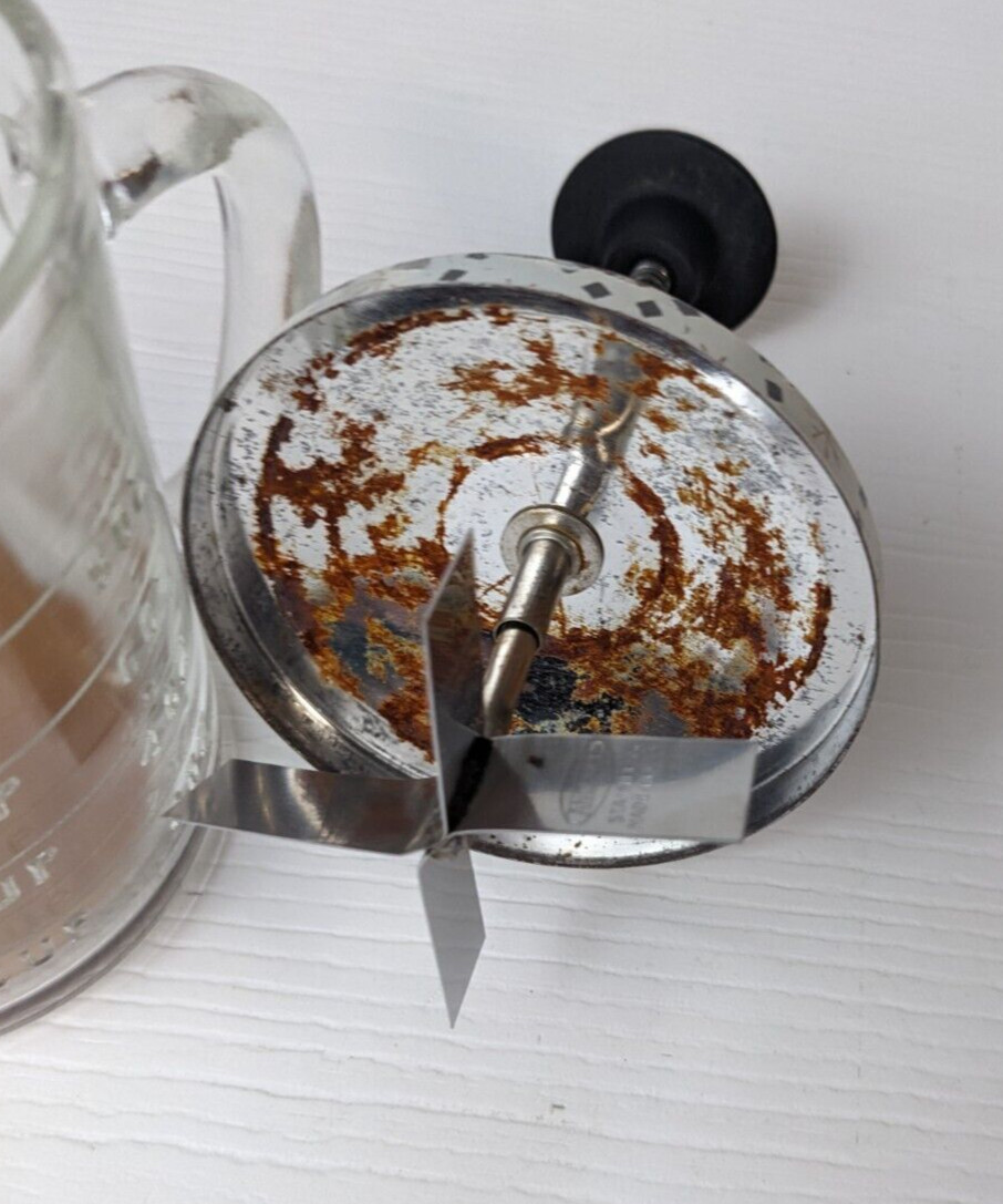 Vintage Blue Stars Anchor Hocking Glass Cup Androck Metal Food Nut Chopper