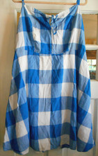 Gap Dress Womens 2x xxl Plus Sleeveless Blue Check Plaid Smocked Back lined Y2K