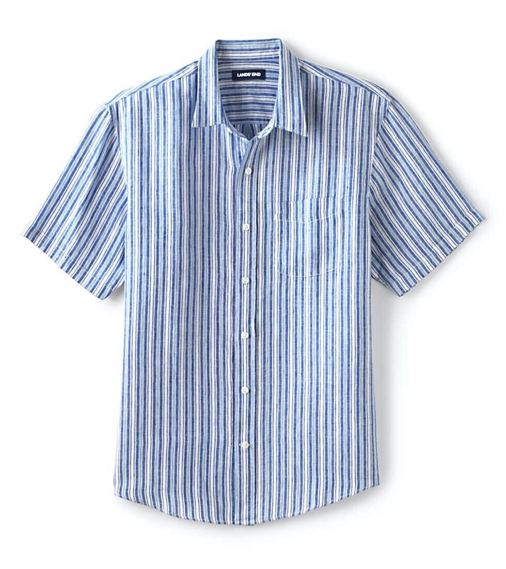 LANDS END Linen SHIRT Size: LARGE (16 - 16.5) New SHIP FREE Taylored Fit