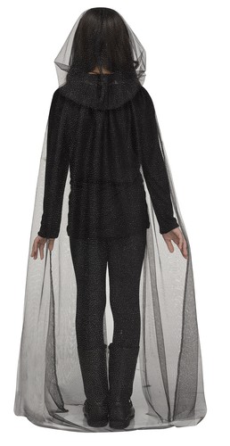 Disfraz de bruja bruja hechicera talla única con capucha negra para niñas NUEVO - Imagen 2 de 2