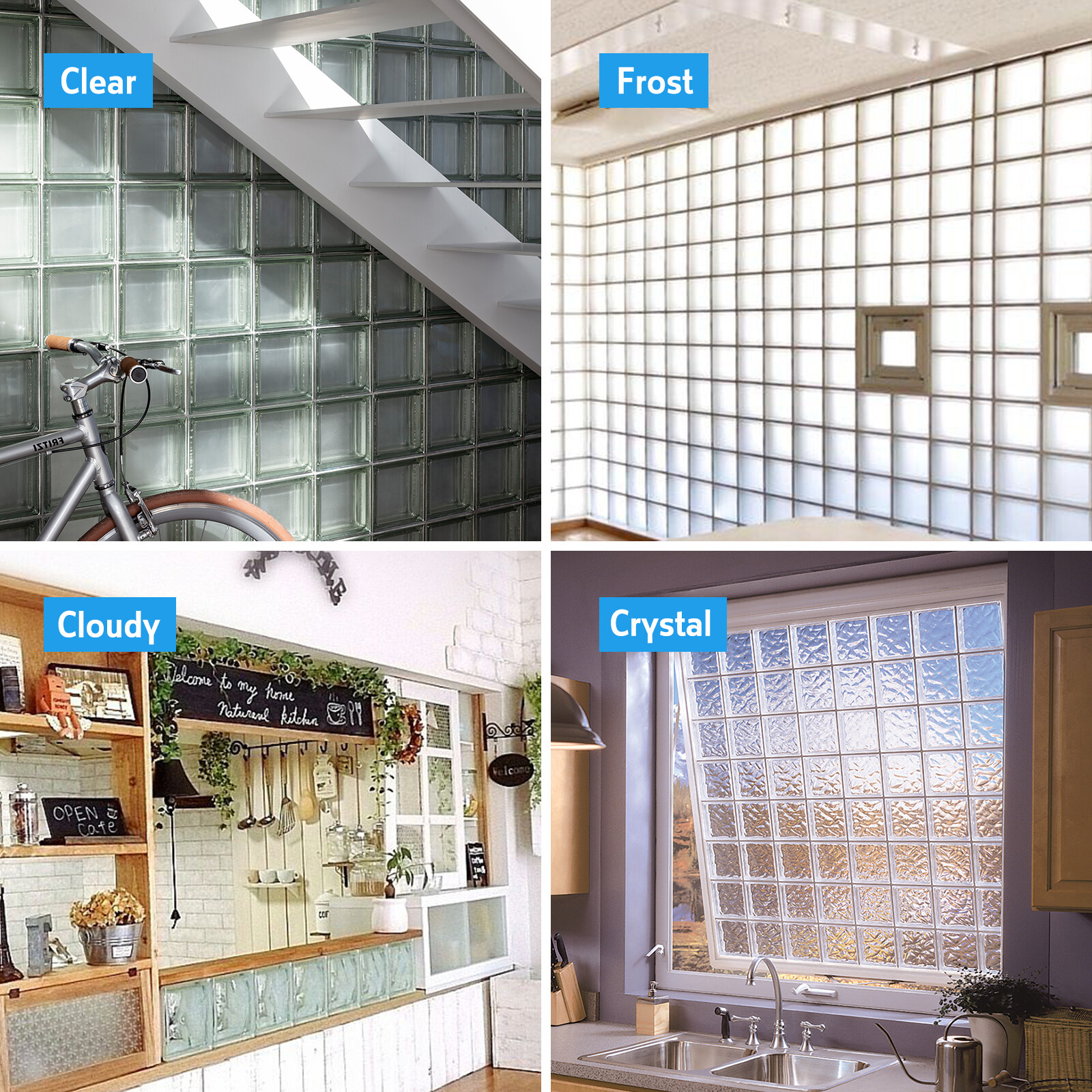 Glass Block Square Hollow Frost Ice/Crystal Craft L190xD190xH80mm Glass