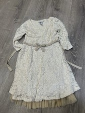 bonnie jean girls dress size 8 Lace Bow Cream Gold