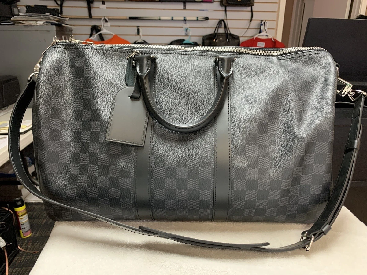 Louis Vuitton Keepall 45 Bandouliere Damier Graphite Travel Bag Black