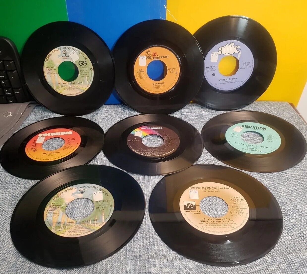 1970s Era 45RPM 7" Vinyl Record Singles Lot (8) Disco/Pop Mix VG Condition 