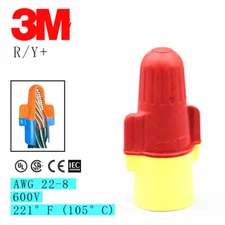 100pcs R/Y+ Scotchlok 3М Red Yellow Wire Pressing Cap Electronic wire connector