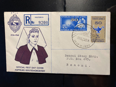 Südafrika 1964 illustr. R-Ersttagsbrief Satz 50 J. Krankenpflegeverband PREPEX