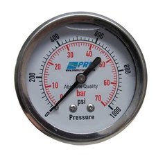 New PRM 0-1000 PSI Pressure Gauge 2.5” SS Case 1⁄4” NPT Brass Back