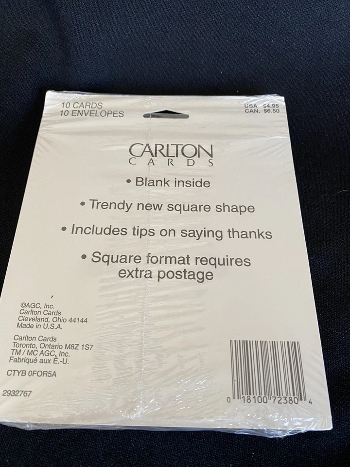 Thank You Note Cards Carlton Greeting Cards Square Design - Image 2 of 2