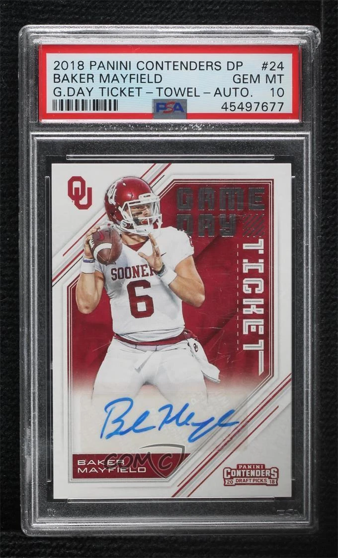 Baker Mayfield Panini Contenders Draft Picks Game Day Ticket #24 Towel-Autograph