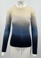 Gabriela Hearst Beige/Blue Ombre Cashmere Long Sleeve Crewneck Sweater sz M