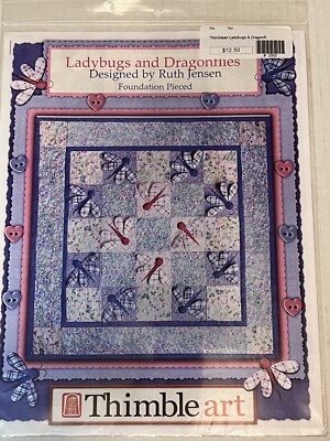 Ladybugs & Dragonflies Foundation Pieced Quilt Pattern Thimbleart Ruth Jensen