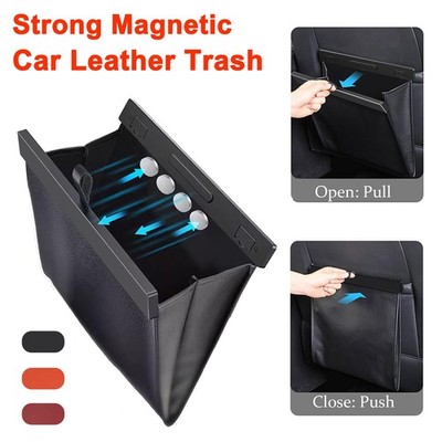 Portable Waterproof Car Trash Can Leather Garbage Bin Bag Organizer for Vehicles