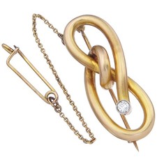 Brosche Diamant Gelbgold  Jugendstil um 1900