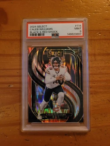 2024 Select Black & Red Shock Prizm #114 Caleb Williams Rookie Card PSA 9 Mint
