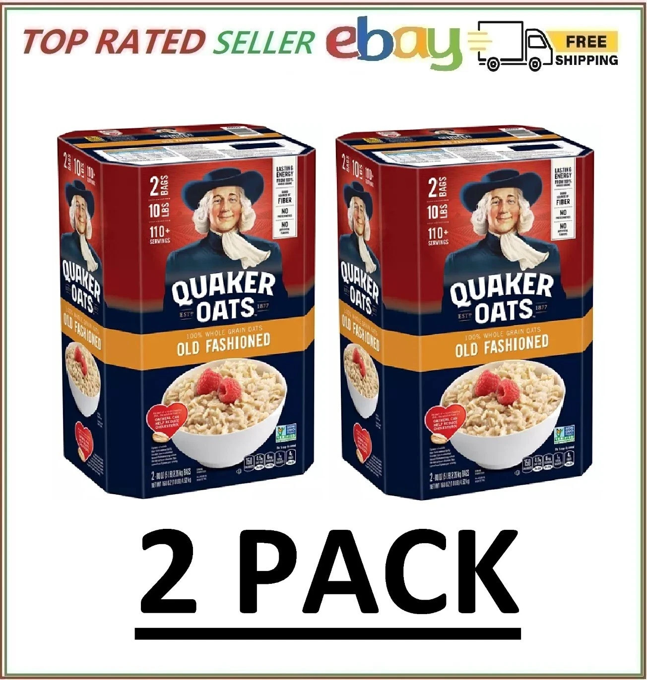 2 PACK - Quaker Oats Old Fashioned Oatmeal, 10 lbs (Total 20 lbs)