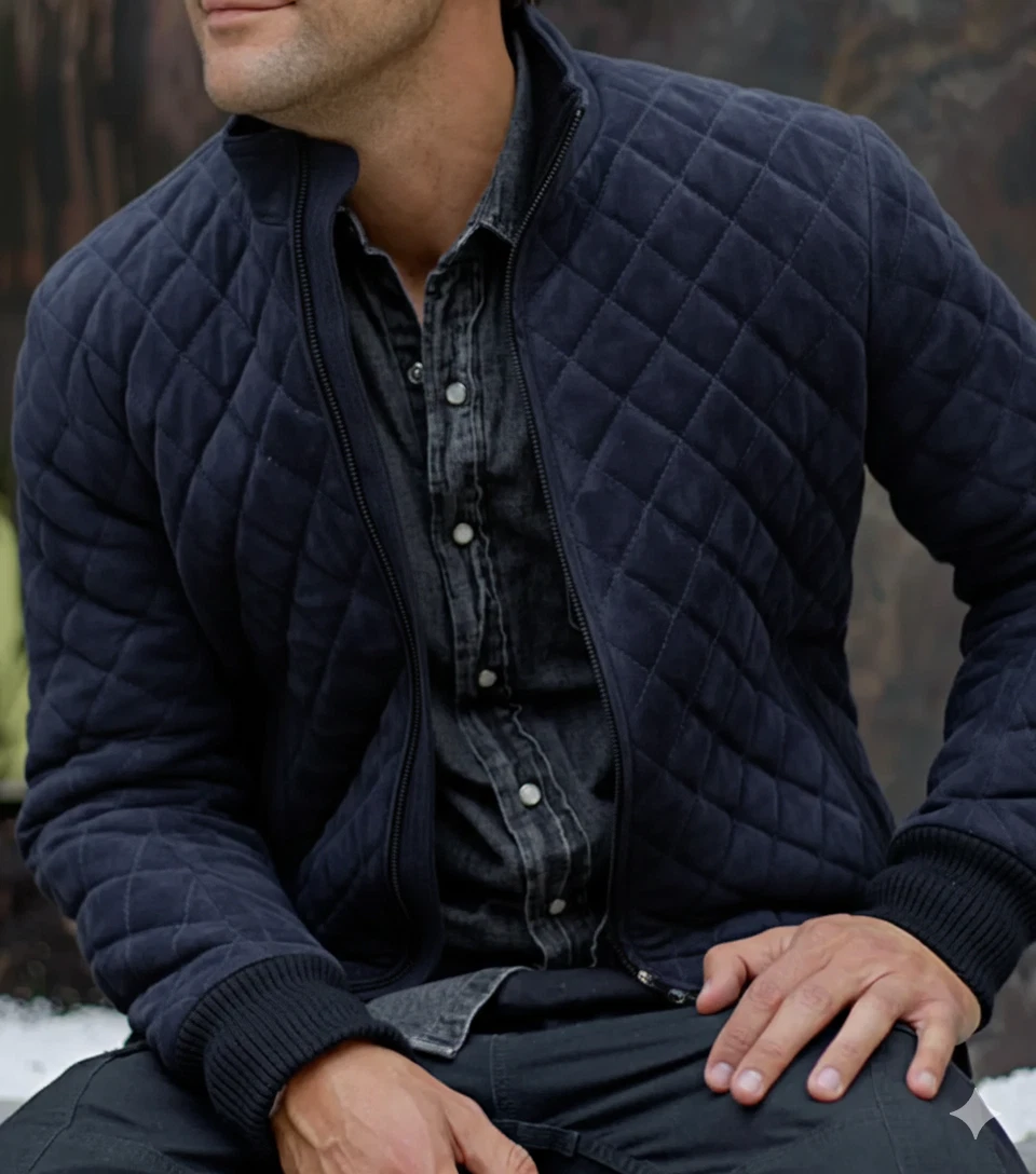 Men's Suede Navy Blue Bomber Jacket 100% Pure Soft Suede Leather Coat Jacket