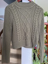 Tommy Hilfiger Jeans Sweater Fisherman Style Thick Knit Army Green Size S/M