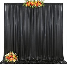 Black Sequin Backdrop Curtains 10x10 Ft Wrinkle Free Heavy Party Drapes