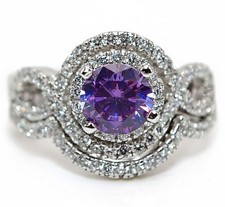 2 Rings In One 3CT Amethyst  Topaz 925 Sterling Silver Ring Sz 6,7,8 ZB7