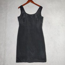 Talbots Dress Women 10 Black 100% Silk Sleeveless Scoop Neck Sheath Modest Retro