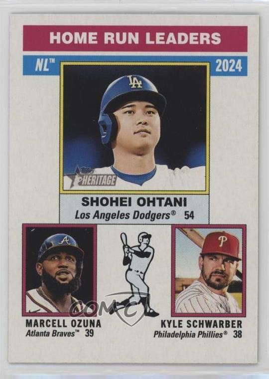 2025 Topps Heritage League Leaders Kyle Schwarber Marcell Ozuna Shohei Ohtani