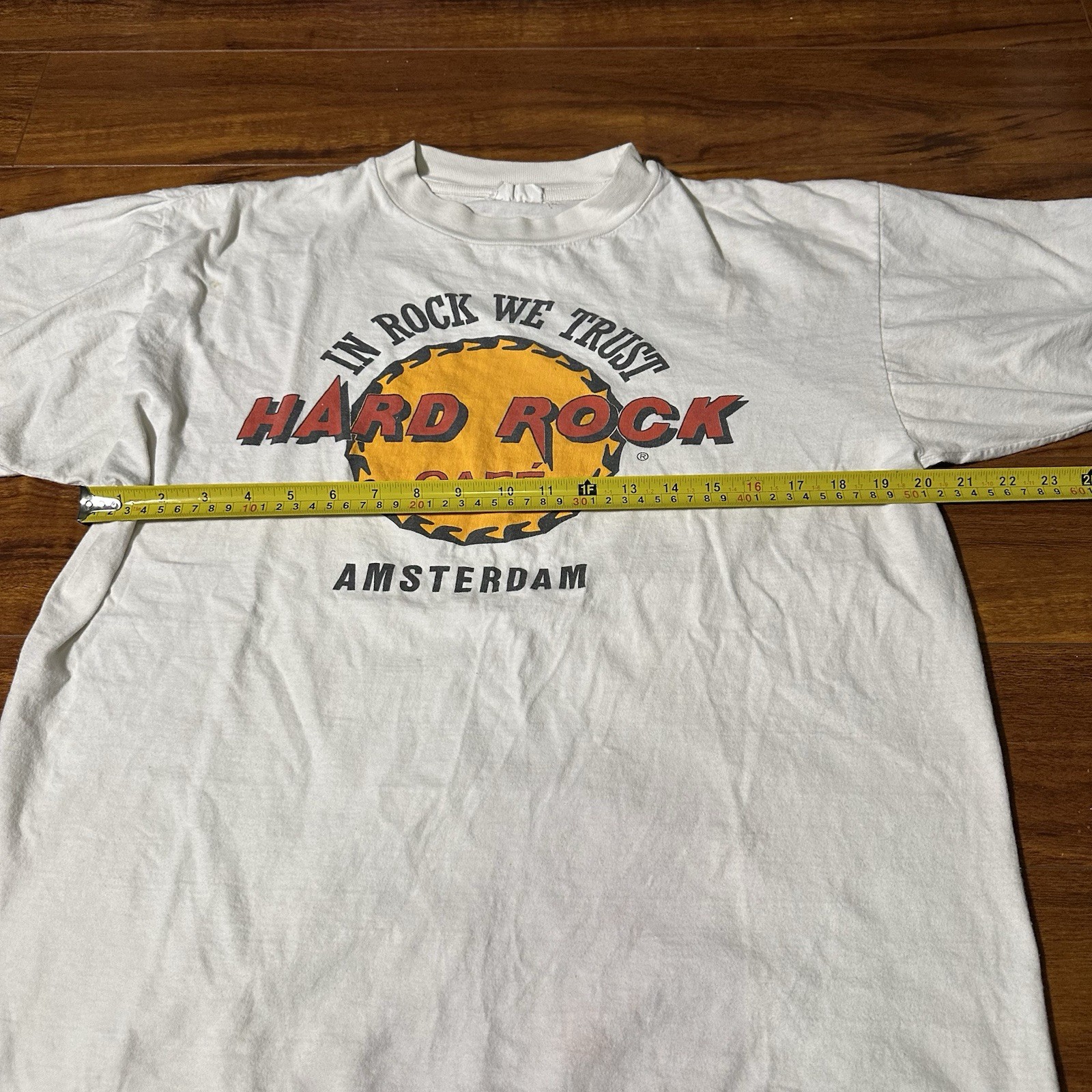 Vintage 90s Hard Rock Cafe Amsterdam T Shirt Size Large Cotton Graphic