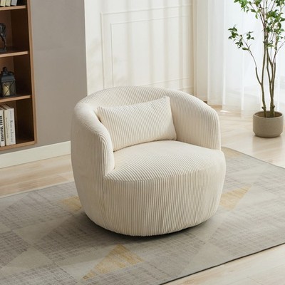 Swivel Accent Chair Armchair Single Sofa Barrel Chairs w/ Pillow for Living Room
