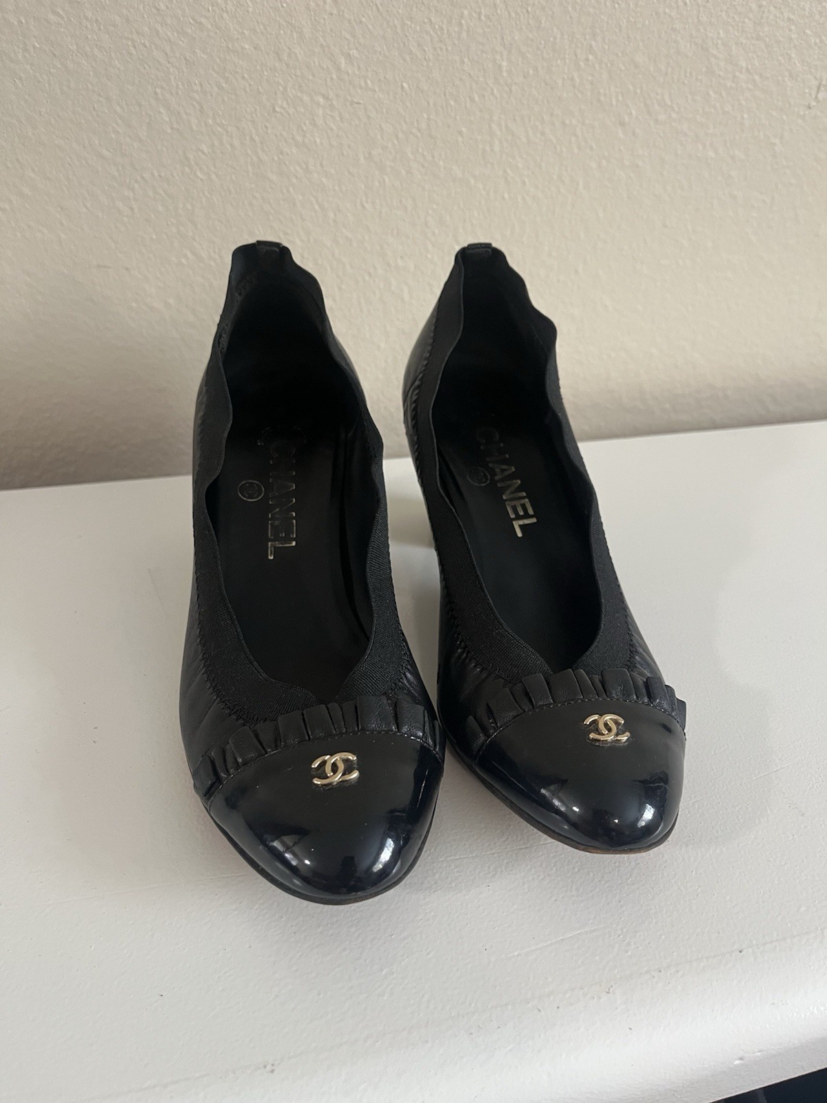 Chanel CC Women’s Leather Heels Size 36.5