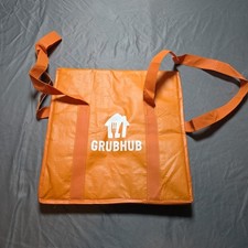 Grubhub Delivery Bag XL Orange Deluxe Insulated Tote Square Block Shape