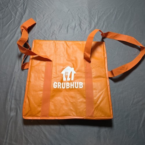 Grubhub Delivery Bag XL Orange Deluxe Insulated Tote Square Block Shape