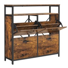 VASAGLE Shoe Cabinet, Hallway Shoe Box with 4 Rocker Doors, Narrow Shoe Stora...