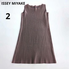 ISSEY MIYAKE Pleated Sleeveless One-Piece Dress Woven Pattern Size 2 Used