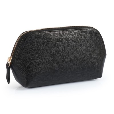Genuine Leather Makeup Bag   Cosmetic Pouch, Travel Organizer, Toiletry Clutc...