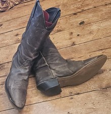 Durango Dark Sage Green Vintage Leather Cowboy Boots, UK s.6, Metal Toe/Stitch.