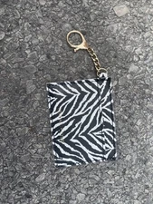 Kendall + Kylie Keychain Wallet Card Holder Zebra Pattern Black White
