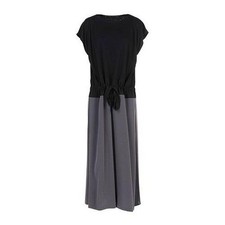 NWT $1050 Albino Teodoro Black Grey Colorblock Drawstring Dress Italy IT 40 US 6