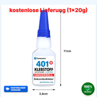 Tenacore 401 Sekundenkleber Extra Stark, Einsetzbarer FlüSsigkleber (1X20G)