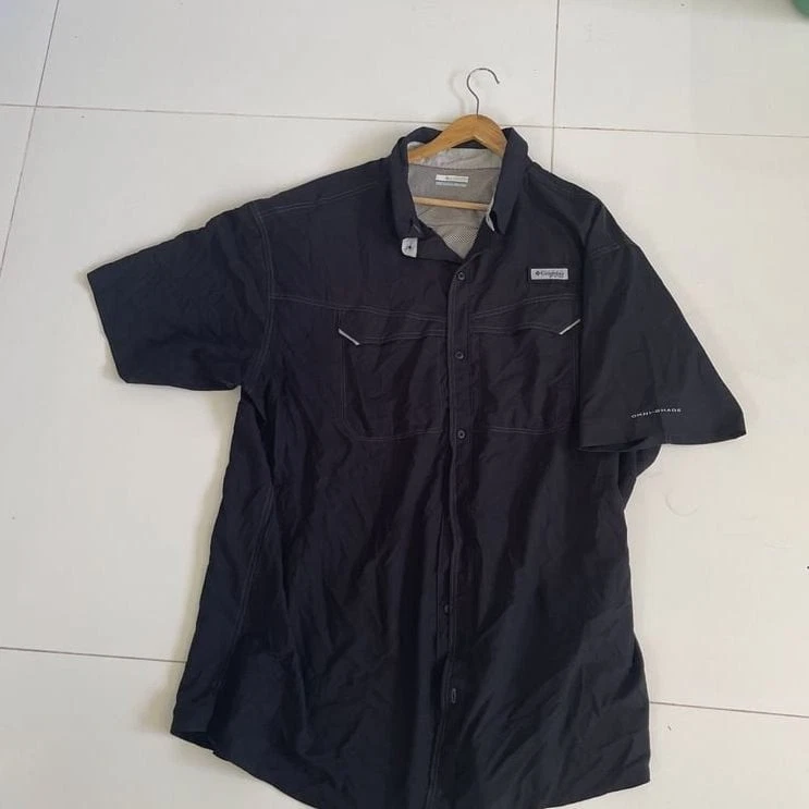Columbia Omni-Shade Black Short Sleeve Fishing Shirt Men's XXL