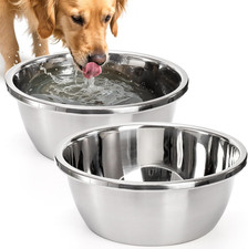 2 PCS Large Dog Bowl 1.5 Gallon 190 Oz Stainless Steel Water Food 12 Inch Wide